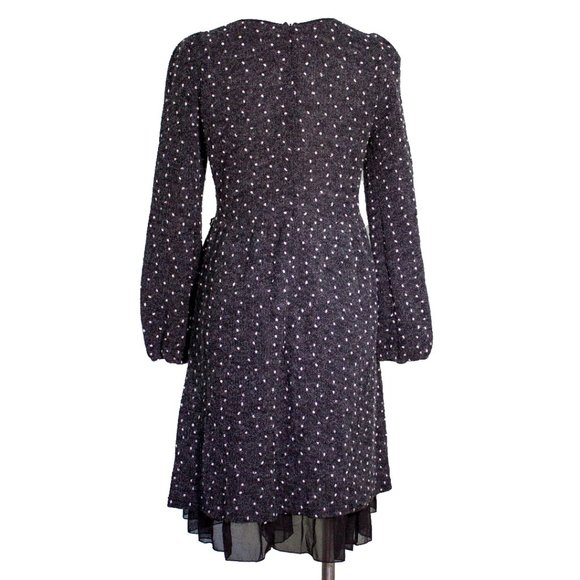 A'reve Black & Gray Polkadot Dress sz m - Picture 3 of 5